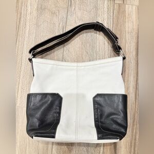Borsela by HOBO Leather Bag. White and black.